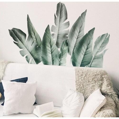 Large Nordic Banana Leaf Wall Stickers for Living room Bedroom Sofa Wall Decor Art Wall Decals PVC Vinyl Murals Home Decor