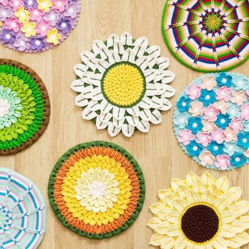 Flower Cushion Crochet DIY Wool Mat Woven Coarse Coil Material Bag