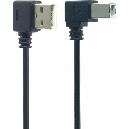 USB 2.0 Right Angled Type A Male to Type B Left 90 Degree Cable for Printer 0.5m