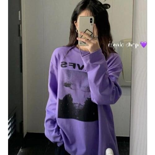Korea T shirt Women Clothes O-Neck Spring Autumn Long Sleeve Cotton 2021 TShirt Tops Casual Printed Tee Shirt Femme
