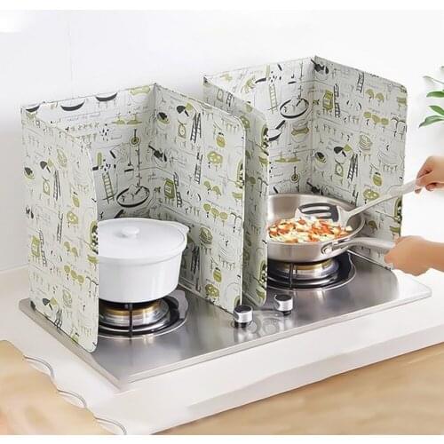 Oil Baffle Cooking Aluminum Foil Frying Pan Nordic Style Home Foldable Accessories Black Supplies Gas Stove Non-stick Surface