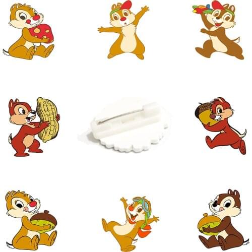 Disney Chipmunk Kiki And Titi Modeling Brooch Acrylic Badge Brooch Epoxy Brooch Fashion Enamel Jewelry Clothes Hat Accessories
