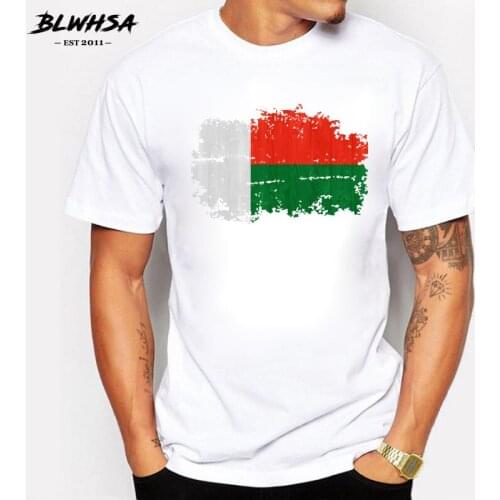 BLWHSA Madagascar Flag Men T Shirts Short Sleeve O-neck Cotton Tops Tees Summer Fashion National Flag T-shirts Men