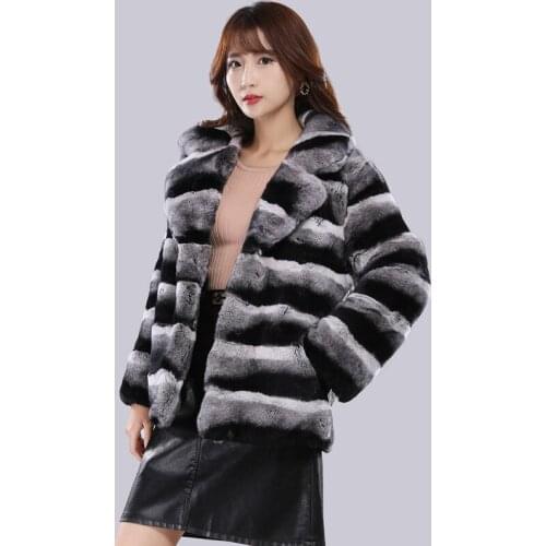 Custom all kinds of Rex rabbit imitation Totoro blue purple blue fur suit collar coat mid-length fur coat jacket