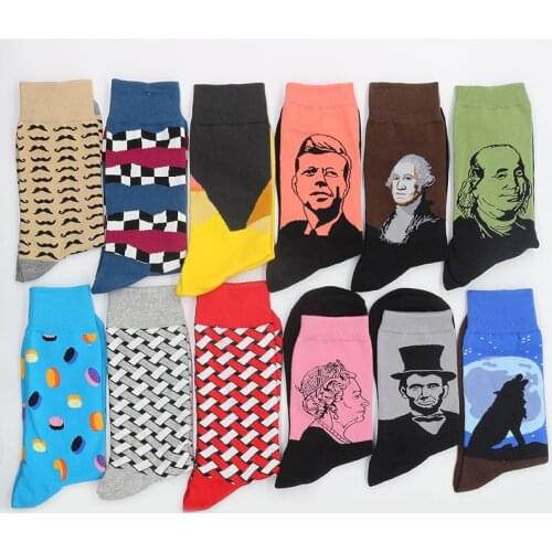 Mens Cotton Socks Harajuku Print Set Gifts Funny Christmas Womens Sock Warm Winter From The Factory Dropshipping Contact Us