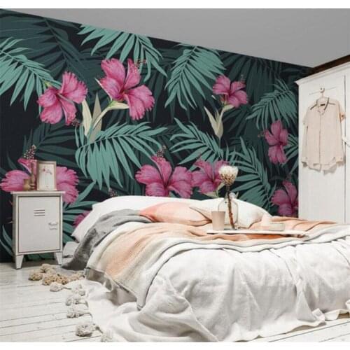 Wallpaper Palm Leaves 3d Flower Wallpaper Tropical Plant Palm Leaves Photo Wall Mural TV Background Study Kitchen Wall Custom