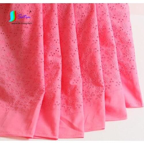 Clothes Skirt Handmade Diy Material Pure Cotton White,Watermelon Red Colorful Flower Cotton Embroidery Hollow Cotton Cloth