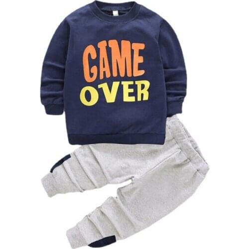 Autumn Kids Boys Girls Sets Sweater Spring Sportswear Clothes Printing Letter Baby Long-Sleeved Shirt Pullover Children Clothing