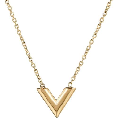 Famous Brand V Letter Pendant Necklace for Woman Titanium Steel Woman Necklace Luxury Jewelry Female Top Quality Best Gift