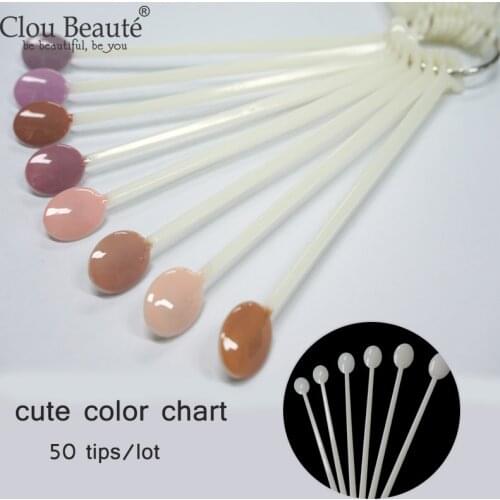 Clou Beaute 50 tips/lot Natural White Display Stand Nail Polish Tips for Design Nail Palette Color Practice Board Lacquer Shelf