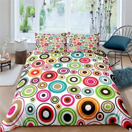 Luxury 3D Color Geometry Dots Print 2/3Pcs Kids Bedding Set Comfortable Duvet Cover Pillowcase Home Textile Queen and King Size