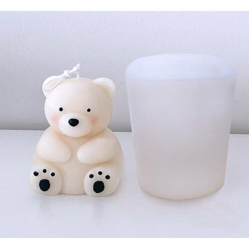 3D Bear Doll Silicone Fondant Mold Chocolate Candy Sugar Craft Mould Clay Soap Candle Mold Wax Ice Tray Cake Decoration Tool