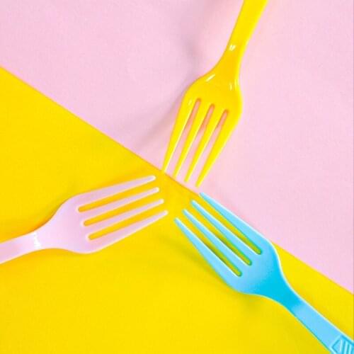 Cutlery in stock 8 packs birthday party partying disposable tableware Macron cutlery for outing barbecue dinner cutlery