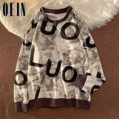 OEIN Mens Crewneck Sweatshirt Men 2021 Autumn Fashion Oversized Japanese Streetwear Hip Hop Hoodie Men Sweatshirts Casual Hoodie
