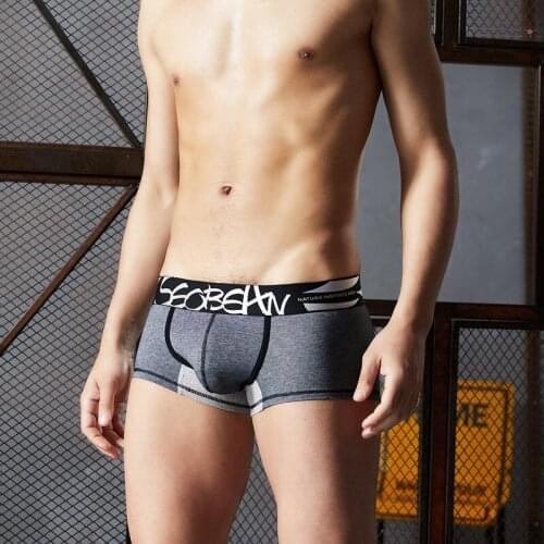 SEOBEAN Sexy Men Boxer Soft Breathable Underwear Male Comfortable Solid Panties Underpants Boxers Homme For Men high