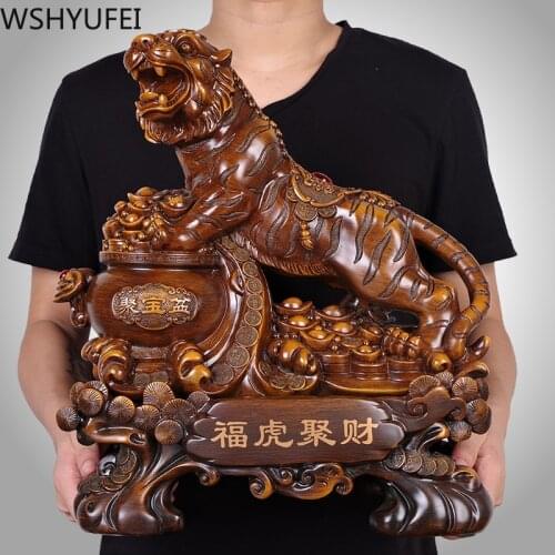 Chinese Style Lucky Tiger Animal Resin Decorations Ornaments Living Room Bedroom Office Desktop Decorations Crafts Gifts