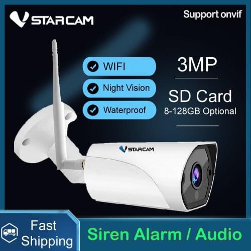 Vstarcam 3MP 2MP 1080P Outdoor Bullet IP Camera Wifi Surveillance Security Camera Motion Siren Alarm IP66 Waterproof CCTV Camera
