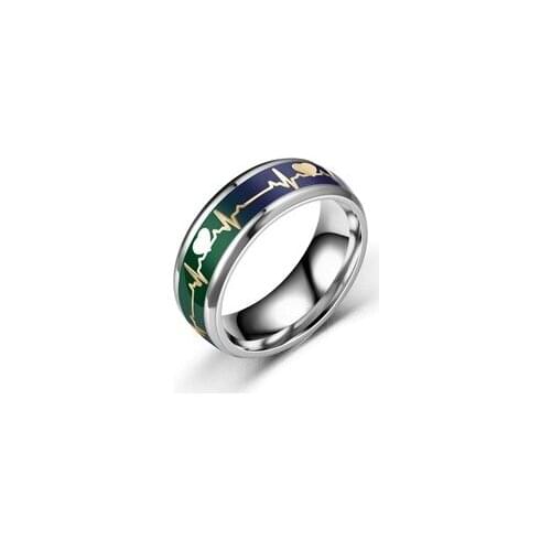 Rings Smart Jewelry Titanium Steel Feeling Intelligent Sense Temperature Sensing Change Color Ring Women Men Finger Ring Smart