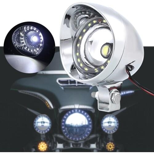 Motorcycle chrome-plated bullet head fog lamp LED white angel eyes 12V moto fog light universal For Motor Bikes Touring Chopper