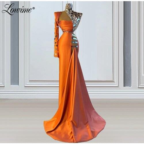 Gorgeous Silver Crystals Evening Dresses Long Sleeve One Shoulder Formal Party Gowns Celebrity Dresses For Women Pageant Dress