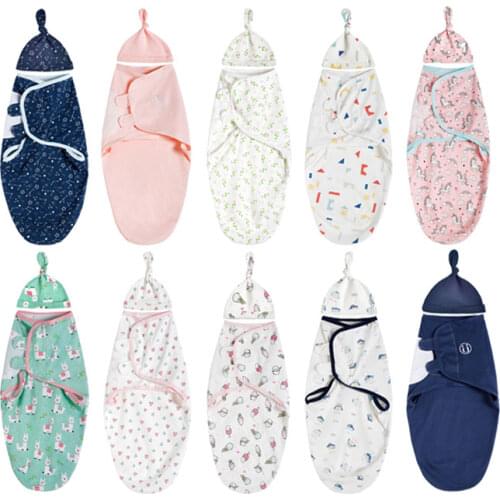Muslin Baby Swaddle Wrap Boy Girl Velcro Swaddle Baby Blanket With Cap Cocoon Cloth Set Newborn Envelope Sleeping Bag SleepSack