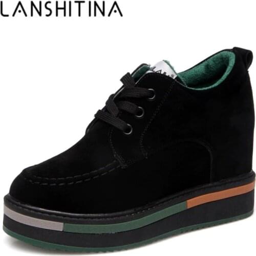 2020 Autumn Women Platform Shoes Wedge Sneakers 8cm Heels Leather Casual Shoes Flats Woman Increasing Shoes Female Zapatos Mujer