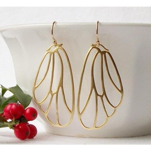 2021 Wholesale Gold Hollow Butterfly Drop Dangle Earring for Women Metal Big Wing Pendant Earring Statement Jewelry Brincos