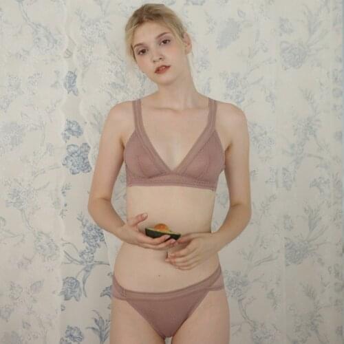 Ladies Sexy Bra Set New Triangle Cup Three Row Hook and Eye Closure Comfortable Push Up Bralette Underwear Set Lingerie Women