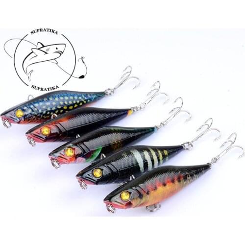5Pcs/Lot 3D Painting Lifelike Popper Lures 7.5cm/7.5g Top Water Wobblers Crankbait Artificial Sea Fishing Hard Bait