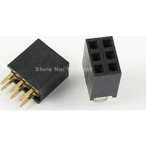 20pcs Pitch 2.54mm 2x3 Pin 6 Pin Female Double Row Straight Header Strip PH:8.5mm