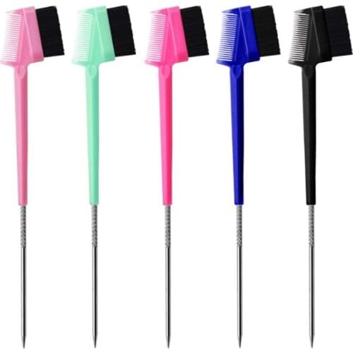 3 in 1 Eyebrow Edge Brush With Pin Tail Double Sided Control Portable Hair Edge Brushes Combs For Hair or Eyebrow