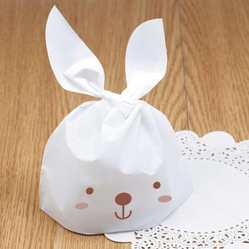 30pcs Cute Rabbit Ear Cookie Bags Plastic Candy Biscuit Packaging Bag Wedding Candies Gift Bags Party Supplies