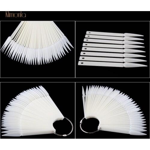 40pcs/set Natural Clear Nail Art Display Plastic Sharp Nail Art False Tips Color Card Gel Polish Practice Board Manicure Tools