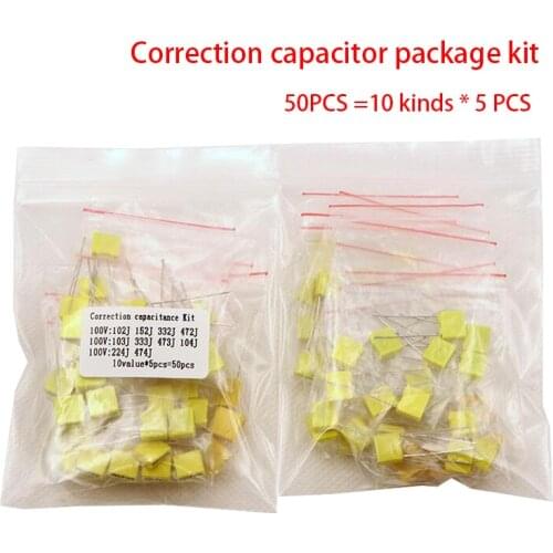 50PCS =10 kinds * 5 PCS Correction capacitor package kit KIT 100V 102J 152J 332J 472J 103J 333J 473J 104J 224J 474J