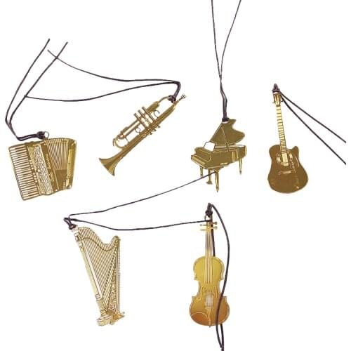 50 Pcs/lot Kawaii Piano Guitar Trumpet Designs Golden Metal Music Bookmarks for book holder gift school supplies