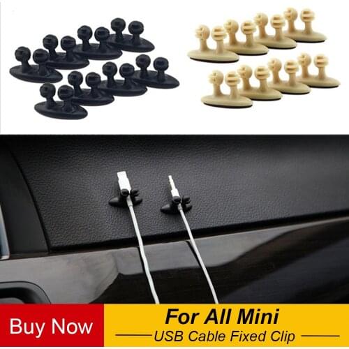 8Pcs/Lot Vehicle USB Cable Fixed Clip Charger Cable Holder Adhesive Line Wire Clip for Mini JCW One S Car Styling Accessories
