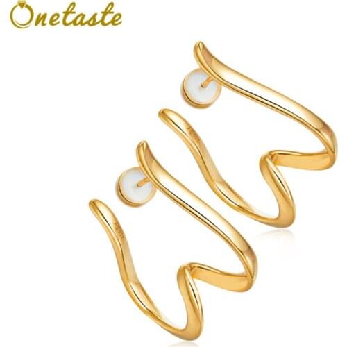 925 Sterling Silver Gold Plated Spiral Irregular Line Stud Earrings For Women Minimalism Simple Geometric Earring Female Gift