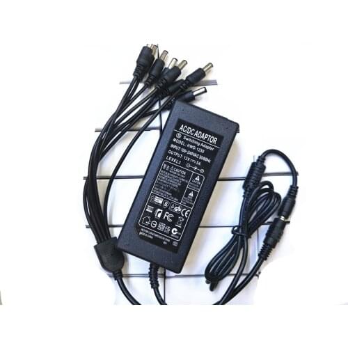 DC 12V 5A Power Supply Adapter +8 Split Power Cable for CCTV Security Camera DVR