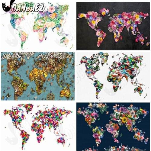 World Map Diamond Painting Cross Stitch Flower Mosaic Kit 5D Diy Abstract Embroidery Inlaid Home Decoration Gift Handmade Design