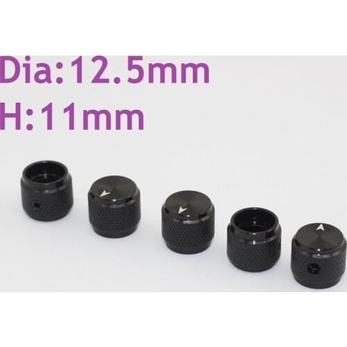 Aluminum Chassis Knob Dia12.5mm H11 Black Mini Size Alloy Solid Knobs Power Switch