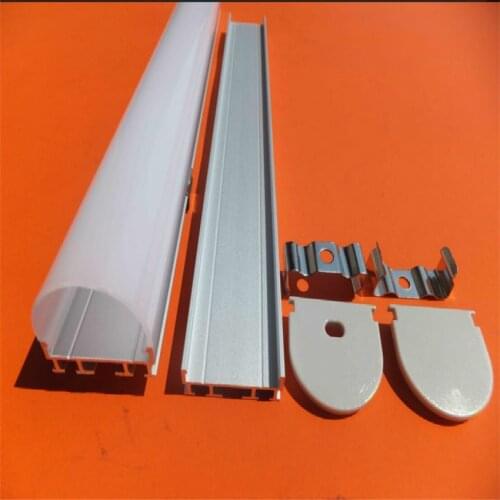 Free Shipping 1m/pcs 10m/lot Curved cover aluminum profile with end caps and clips for cabinet lighting