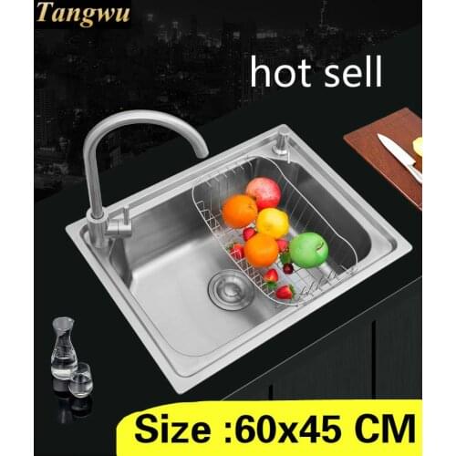 Free shipping Apartment kitchen single trough sink wash vegetables vogue 304 stainless steel standard hot sell 60x45 CM