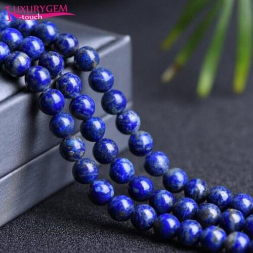 High Quality Natural Lapis Lazuli Stone Smooth Round Shape Loose Spacer Beads 4/6/8/10/12mm DIY Jewelry Accessories 38cm sk90