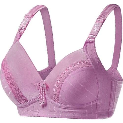 Big Size Bras Women Underwear Wire free Soft Burgundy B C Cup For Big Breast Ladies Cotton Thin Cup Lingerie Bras