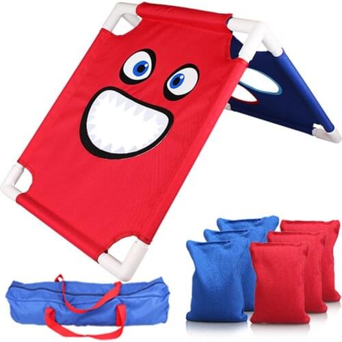 Double Sided Bean Bag Toss Set Portable Assemble Cornhole Toss Sets 6 Bean Bags 1 Carrying Case Games Interactive Throwing Game