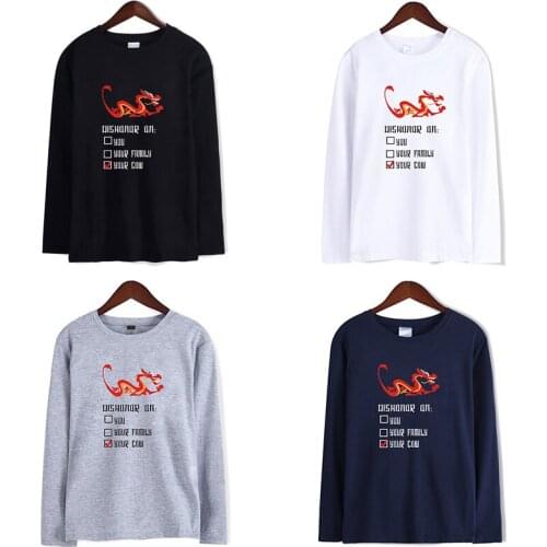 Mulan Cool Funny Dragon T-shirts Fashion Hip Hop Men Women T Shirts Casual Tee Shirt Long Sleeve O-neck T-shirt Sweatshirts Tops