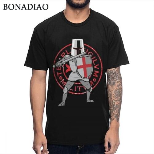 Round Neck Great Crusader Medieval Knights Templar T-shirt For Male Awesome Custom S-6XL Plus Size Tee Shirt