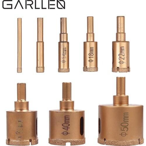 GARLLEN 8 pcs Dry Cut Diamond Drill Bits 6-50mm Wet/Dry Brazed Hole For Porcelain Glass Ceramic Tile Granite Marble Gypsum Board