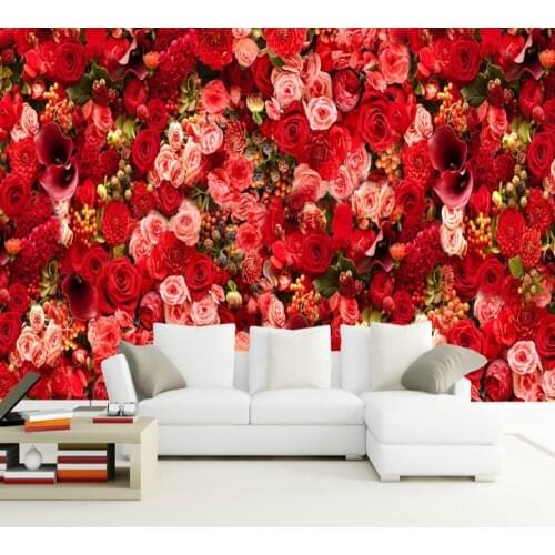 HD Red Rose Sea Bouquet Theme Living Room Background Wall 3D Custom Photo Wallpaper Marriage House Mural
