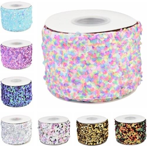 HSDRibbon 3 inch 75mm HSD-Genuine Series colorful Sequin Velvet Sequin Ribbon 25Yards/Roll
